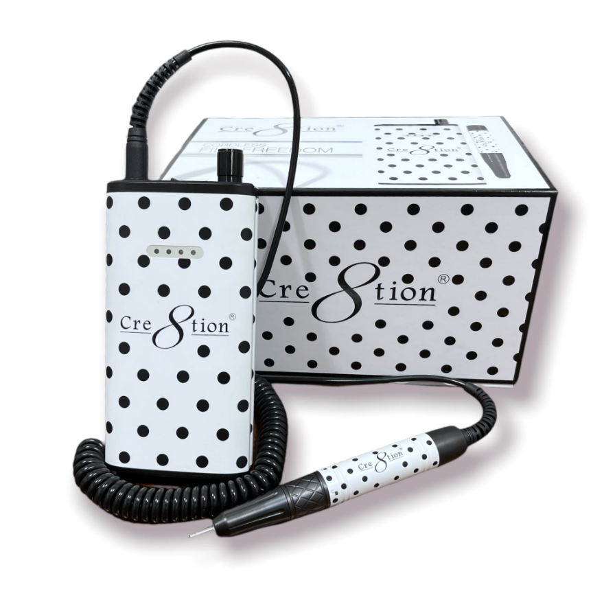 Cre8tion Portable Nail Drill Machine 35000 RPM Kupa Gelish Polka Dot FAST SHIP
