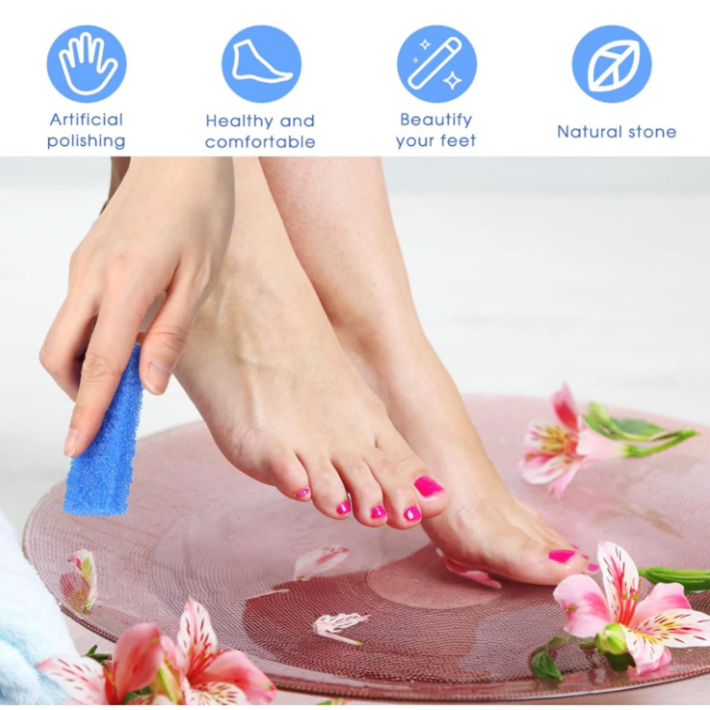 Dark Blue Pumice Stone for Feet 400 Pcs, Professional Pedicure Tools Foot Scrubber Salon Disposable Pumice Stone Bulk Pumice Stone for Feet Corn Callus Remover