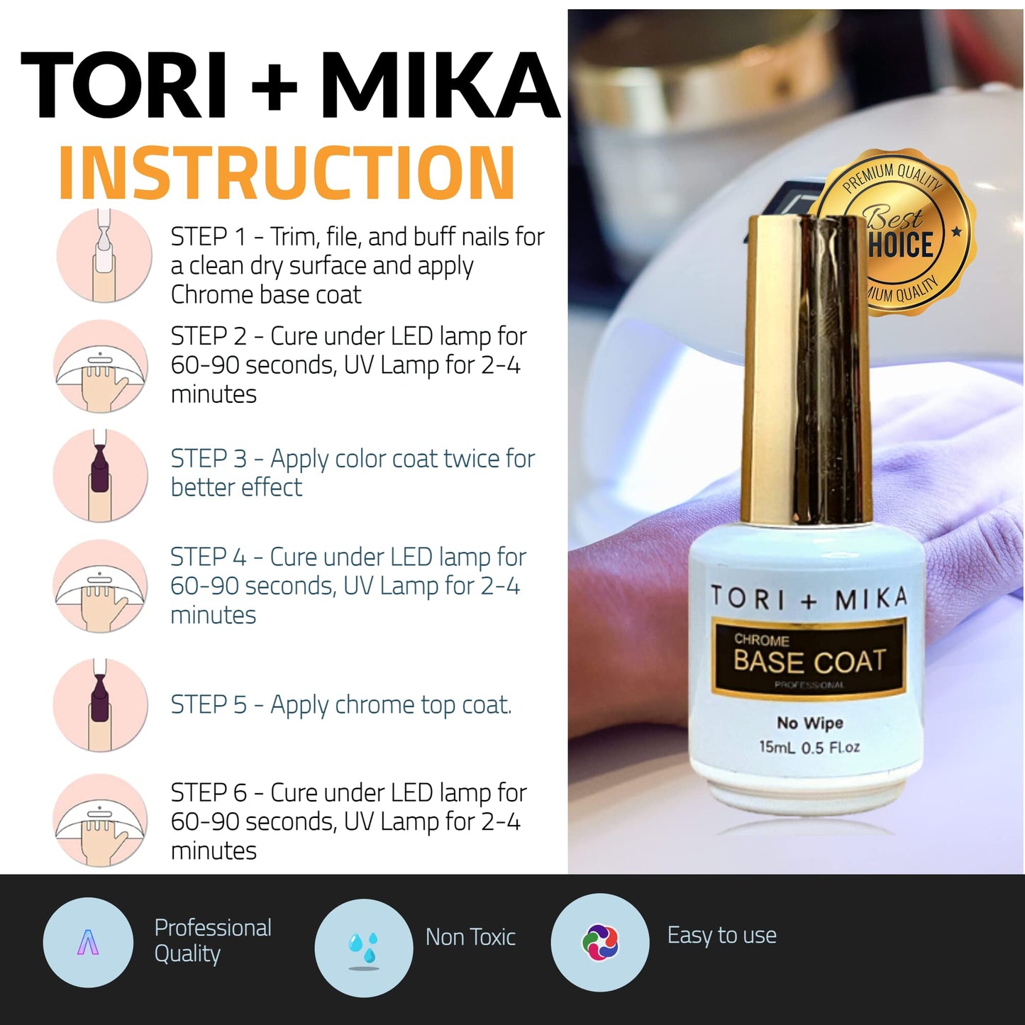 Tori + Mika Gel Polish Soak Off No Wipe 0.5oz Nail Polish LED/UV Lamp Cure Great work on Natural and Fake Acrylic Nails Fun Home Salon Professional Nail Art DIY Haloween