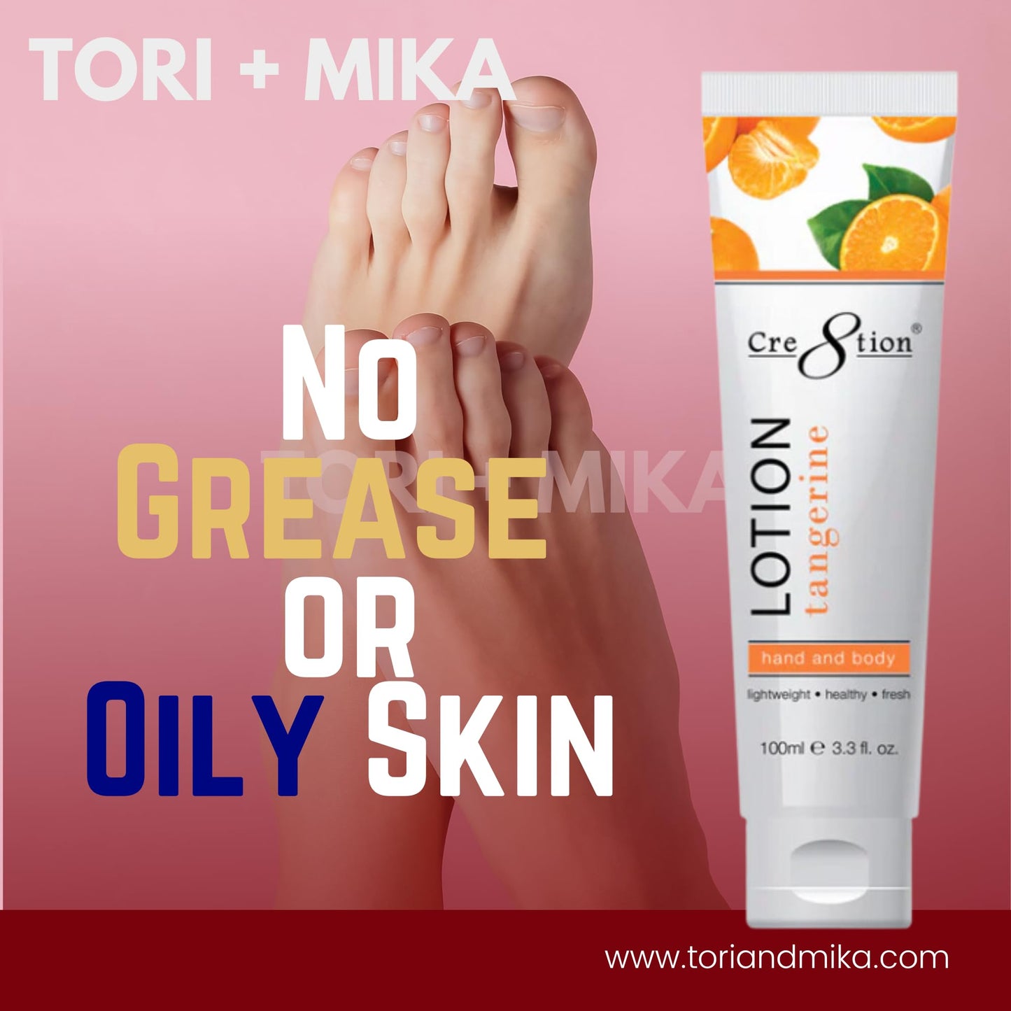 Tori + Mika Creation Spa Hand, Feet & Body Lotion - Non-Sticky lotion - Nourishing Skin Lotion Moisturizer Sensitive Skin From Dryness, Cracked and Flaking - Perfect for Travel Daily Compact Size