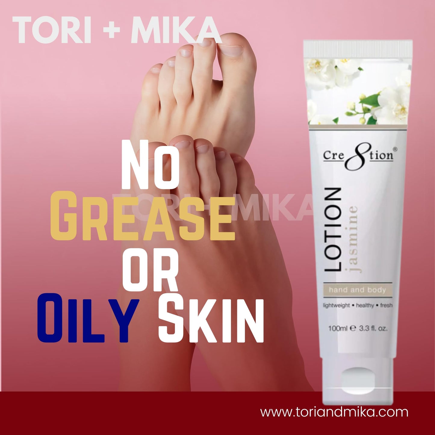 Tori + Mika Creation Spa Hand, Feet & Body Lotion - Non-Sticky lotion - Nourishing Skin Lotion Moisturizer Sensitive Skin From Dryness, Cracked and Flaking - Perfect for Travel Daily Compact Size