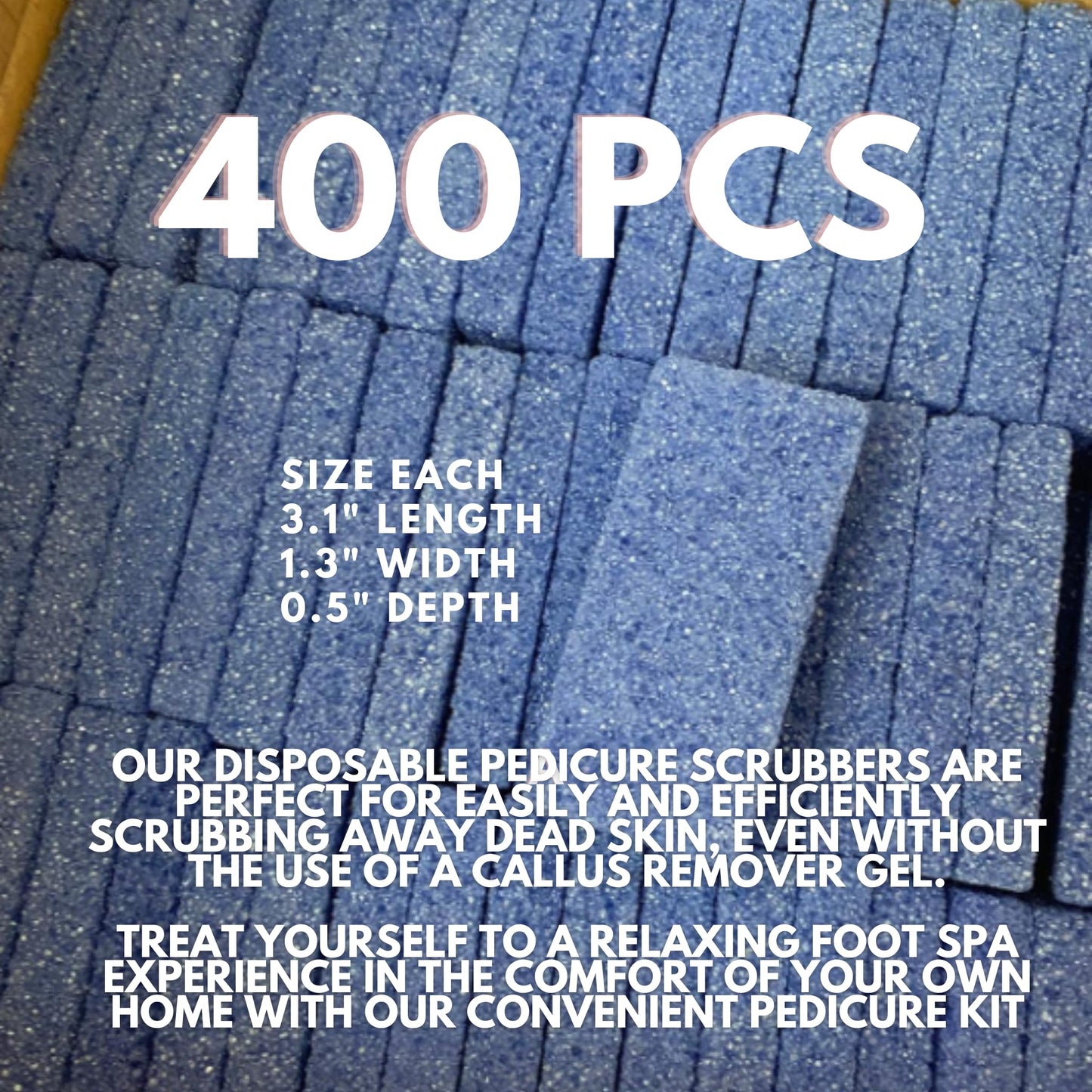 Dark Blue Pumice Stone for Feet 400 Pcs, Professional Pedicure Tools Foot Scrubber Salon Disposable Pumice Stone Bulk Pumice Stone for Feet Corn Callus Remover