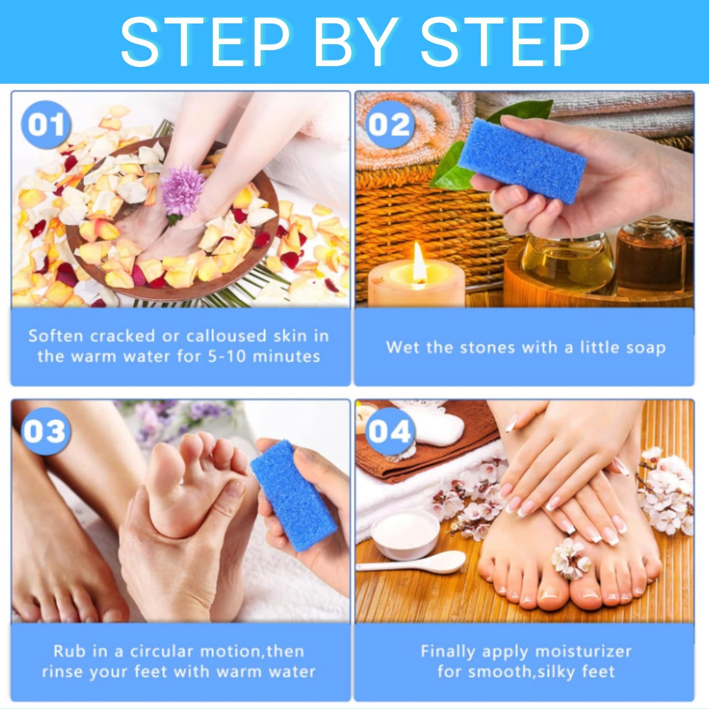 Dark Blue Pumice Stone for Feet 400 Pcs, Professional Pedicure Tools Foot Scrubber Salon Disposable Pumice Stone Bulk Pumice Stone for Feet Corn Callus Remover