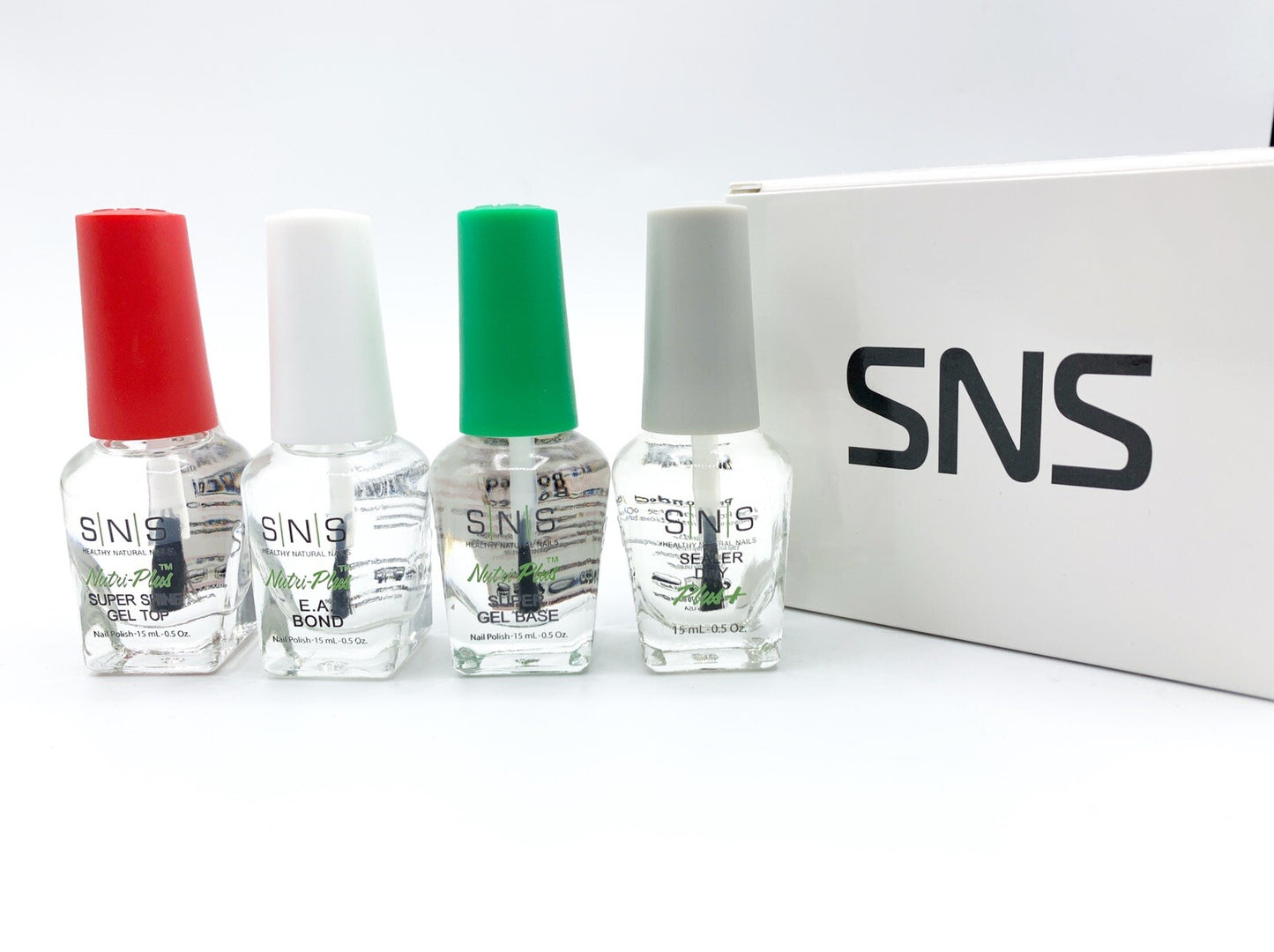 SNS Dipping Powder Gel Base Gel Top Base Sealer Dry Set of 4 PINK WHITE 0.5 Fl oz