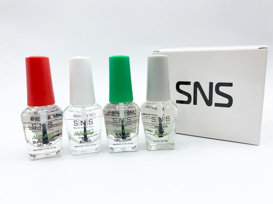SNS Dipping Powder Gel Base Gel Top Base Sealer Dry Set of 4 PINK WHITE 0.5 Fl oz