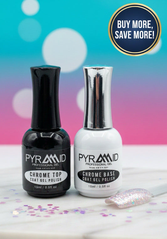 Pyramid Professional Gel Chrome Top & Base Coat Gel Polish 15 mL - 05 fl.oz NEW