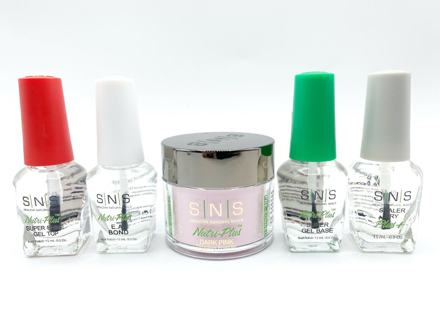 SNS Gel Base Gel Top Base Sealer Dry Set of 4 Include Dark Pink Dipping Powder