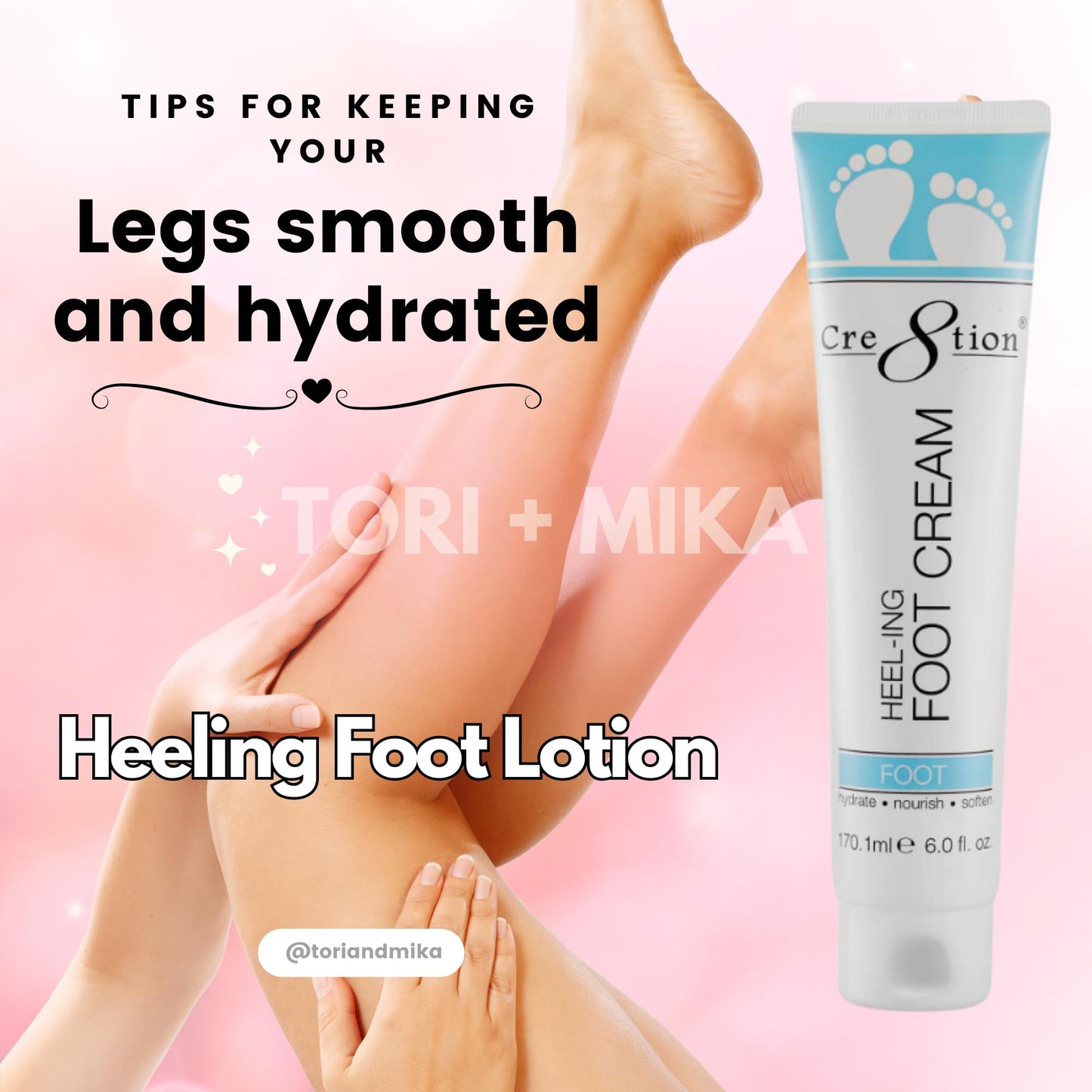 Tori + Mika Feet Lotion Powerful Formulation Healing Cracked Dead Dry Skin Supplies Soft Feet