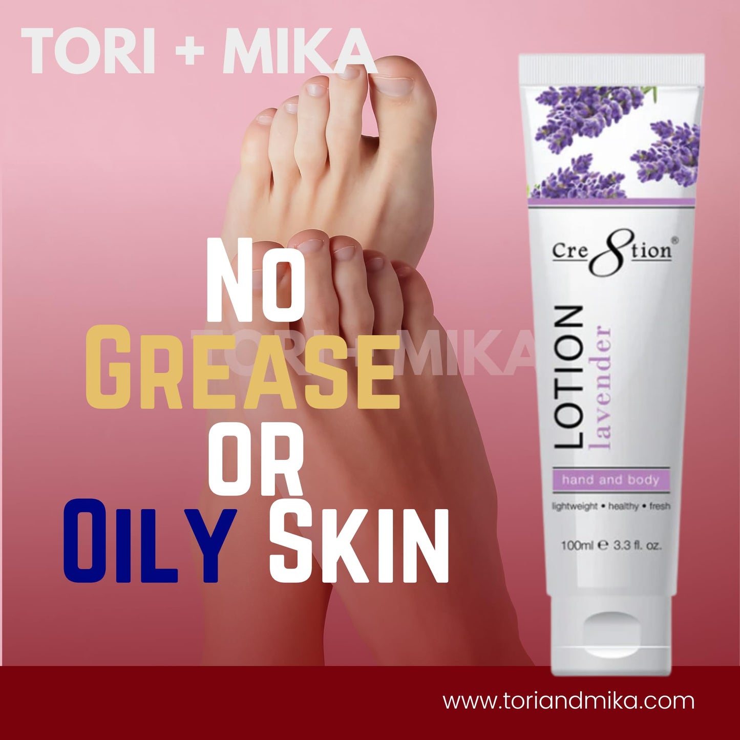 Tori + Mika Creation Spa Hand, Feet & Body Lotion - Non-Sticky lotion - Nourishing Skin Lotion Moisturizer Sensitive Skin From Dryness, Cracked and Flaking - Perfect for Travel Daily Compact Size