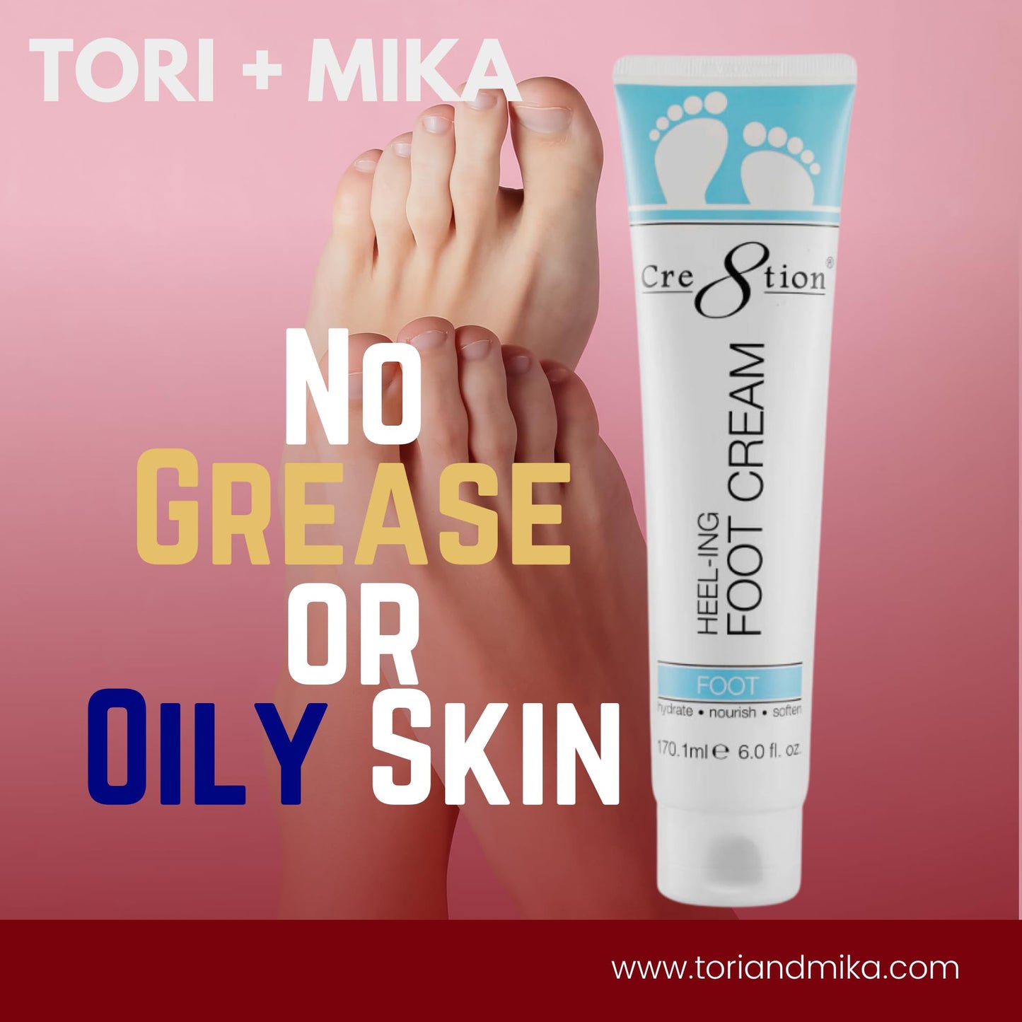 Tori + Mika Feet Lotion Powerful Formulation Healing Cracked Dead Dry Skin Supplies Soft Feet