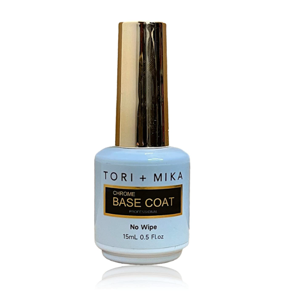 Tori + Mika Chrome Base Coat Gel Nail Polish Soak Off No Wipe 0.5oz Nail Polish LED/UV Lamp Cure Great work on Natural and Fake Acrylic Nails Fun Home Salon Professional Nail Art DIY Haloween