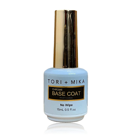 Tori + Mika Chrome Base Coat Gel Nail Polish Soak Off No Wipe 0.5oz Nail Polish LED/UV Lamp Cure Great work on Natural and Fake Acrylic Nails Fun Home Salon Professional Nail Art DIY Haloween